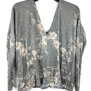 Chasor Women’s V Neck Gray Long Sleeve Top Size Small
